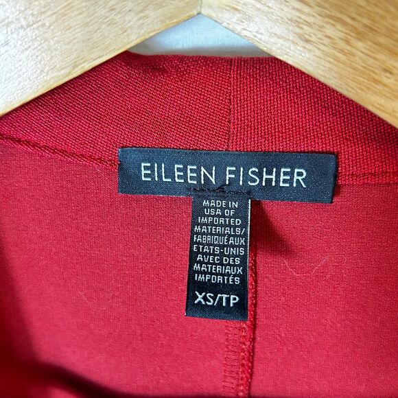 Eileen Fisher NWOT Russet Red Relaxed Fit Open Front Shawl Collar Jacket Size XS - Picture 6 of 12